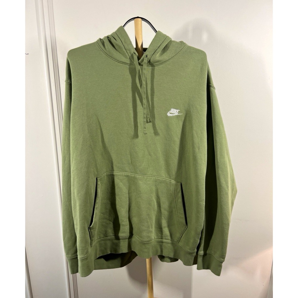 Nike Club Fleece Hoodie Mens 3XL Oil Green BV2654-386 Sportswear Swoosh